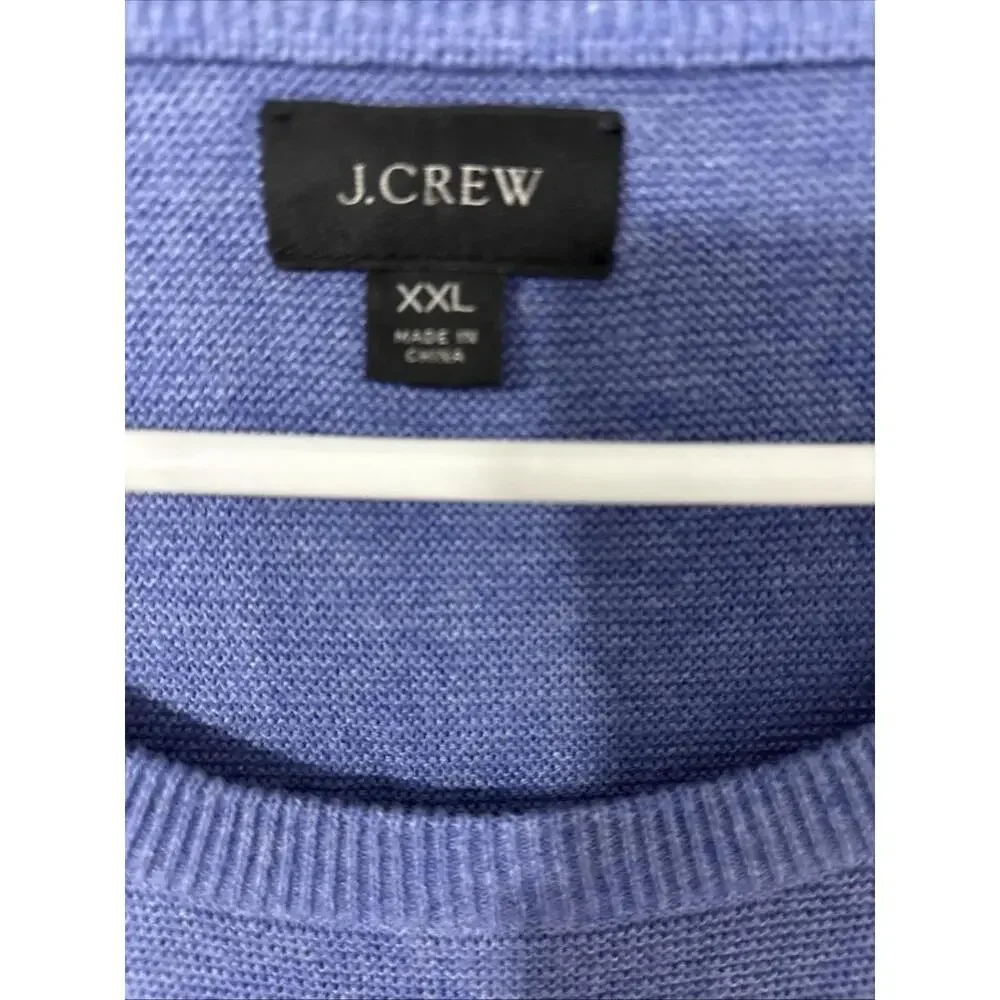Sz 2XL J Crew Sweater Men's Blue Crew Neck Long Sleeve Cotton Preppy‎ Sweater